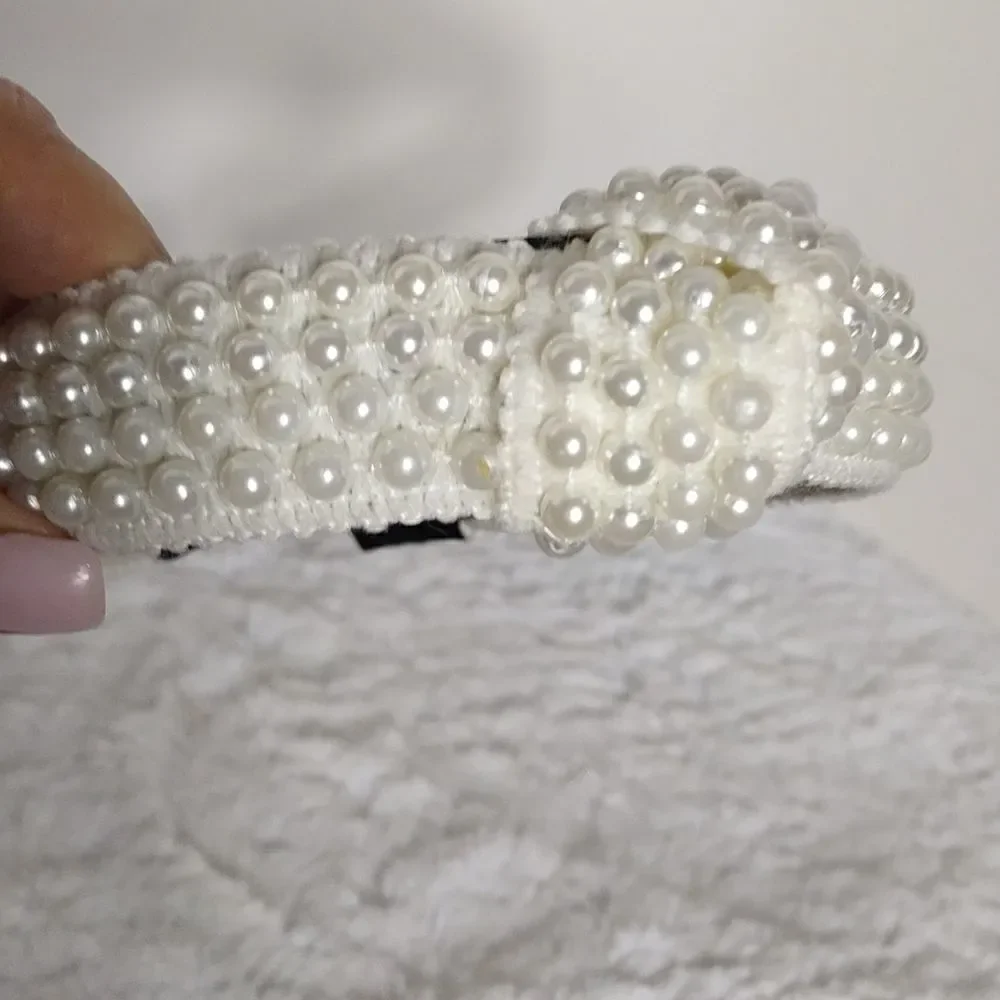 Crocheted Pearl Beaded Hair Band